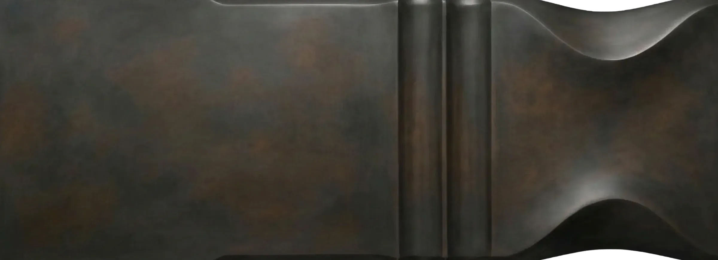Blackened Bronze finish sample with near-black bronze tone, soft sheen, subtle warm undertone, and sculpted profile detail
