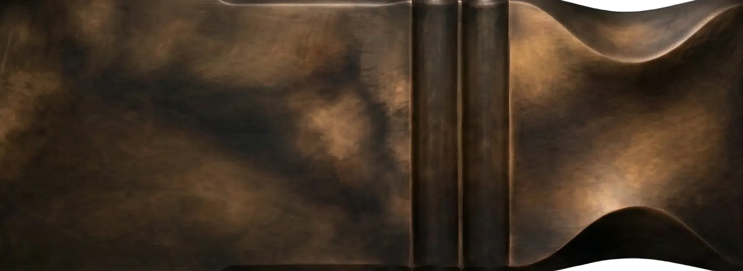 Smoked Patina Bronze metal finish sample with dark bronze tone, smoky patina, and sculpted profile detail